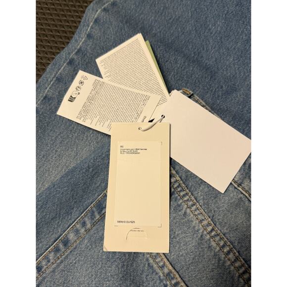 H&M wide regular fith ultra High waist coupe large denim jeans women sz 14 - Picture 8 of 8